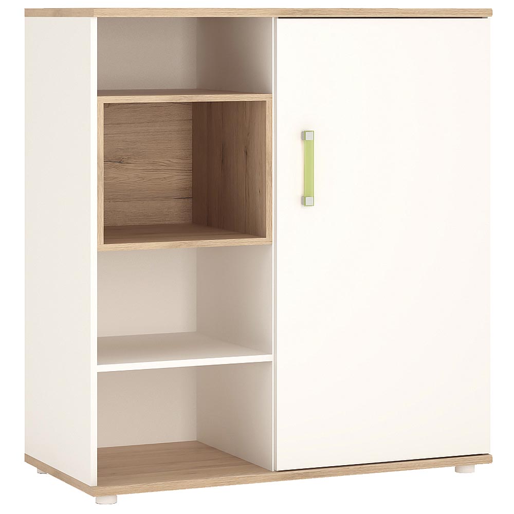 4KIDS Low cabinet with shelves Sliding Door lemon handles